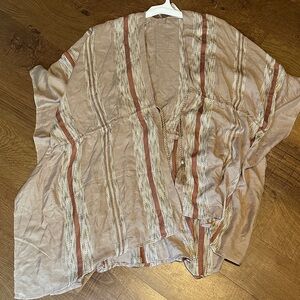 Time and Tru Beige and Brown Knit Kimono